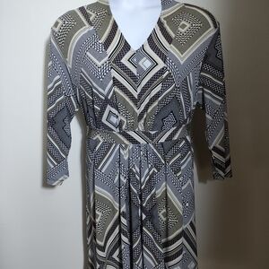 Charming Charlie Women's Geographic Print Fit&Flare Dress Brown/Tan Size Large